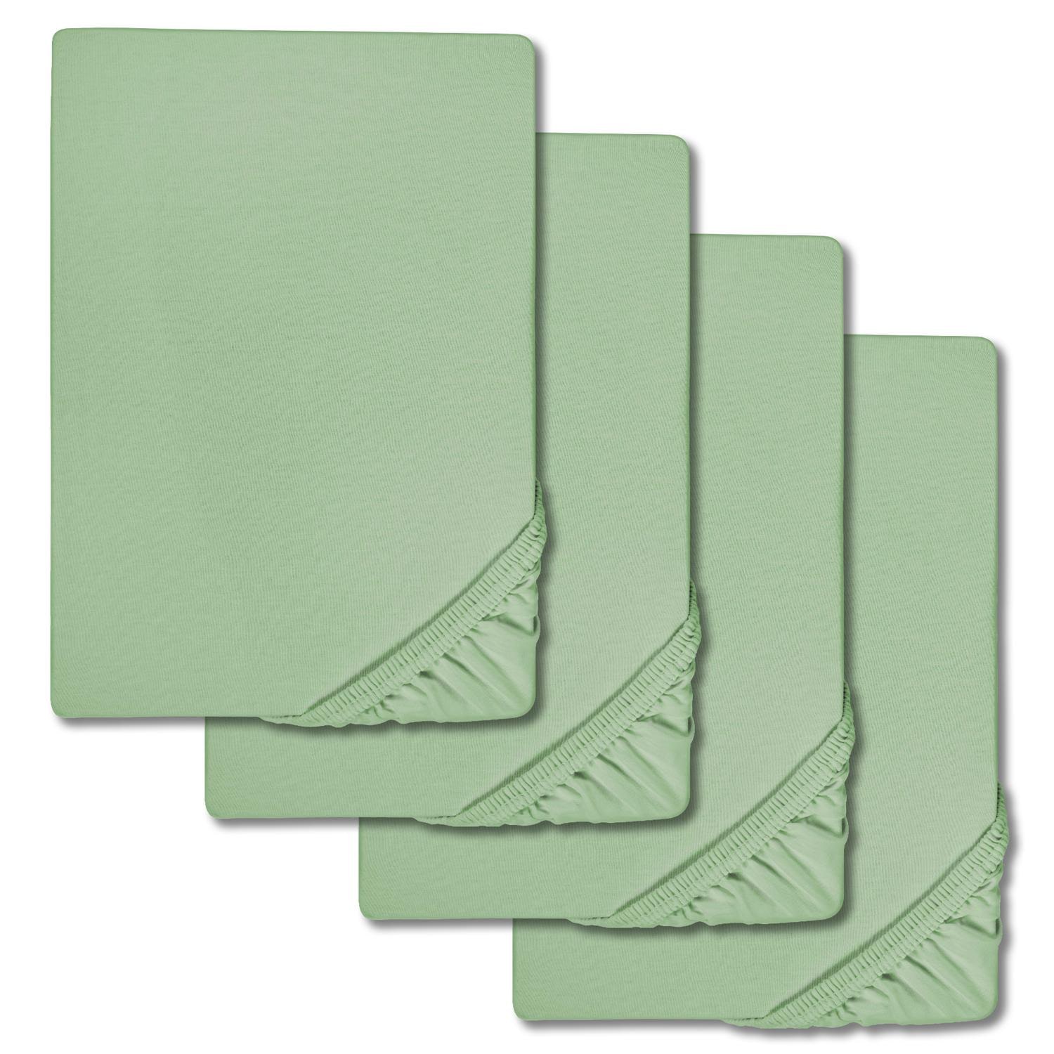 Drap-housse microfibre jersey interlock vert 90 x 190 - 100 x 200 cm en pack de 4 Drap-housse microfibre jersey interlock vert 90 x 190 - 100 x 200 cm en pack de 4