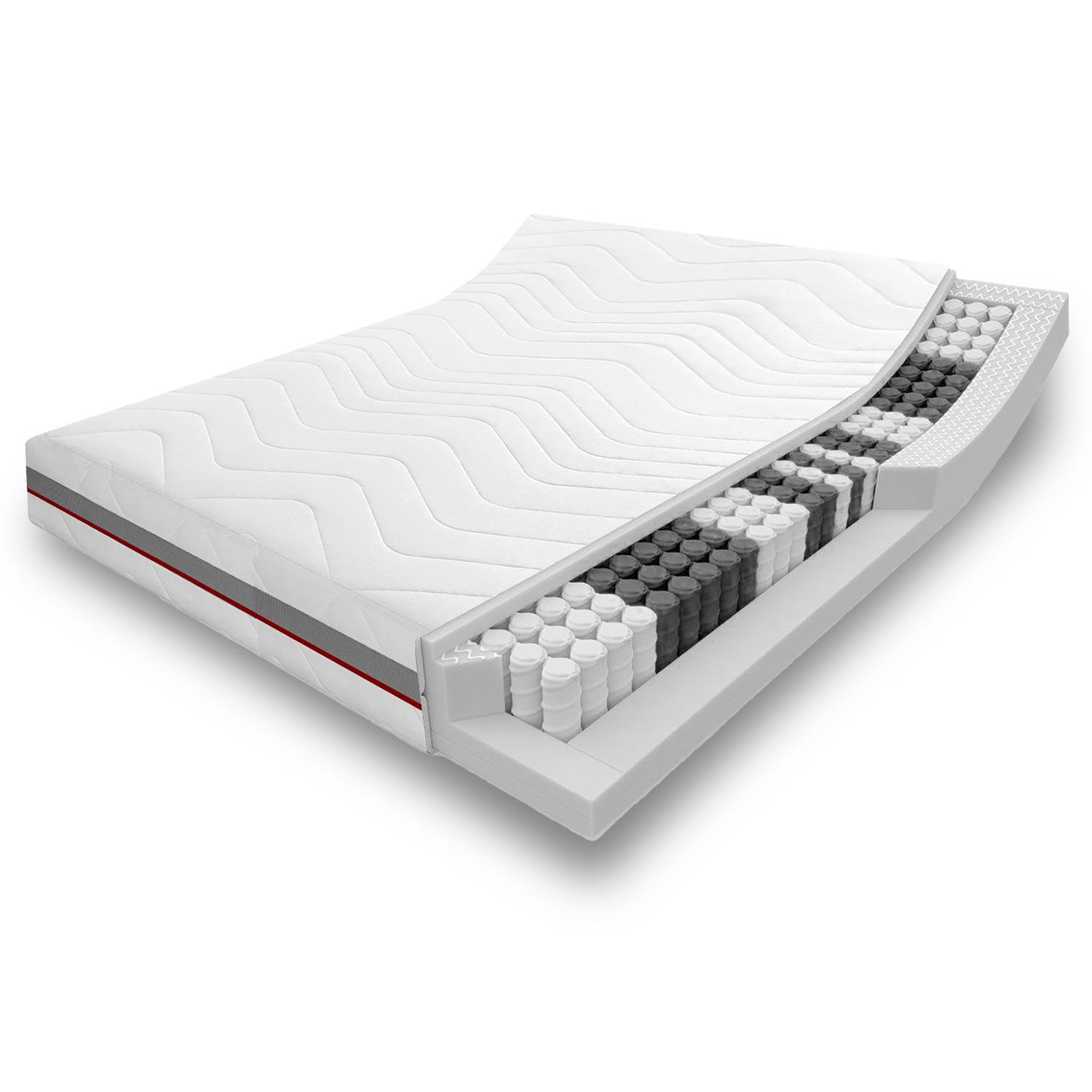 Matelas ergonomique 7 zones à ressorts ensachés Sleezzz Premium 180 x 200 cm, hauteur 23 cm, degré de fermeté H2/H3 Matelas ergonomique 7 zones à ressorts ensachés Sleezzz Premium 180 x 200 cm, hauteur 23 cm, degré de fermeté H2/H3