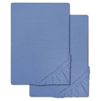 Lot de 2 draps-housses CloudComfort Basic jersey stretch bleu 90 x 190 - 100 x 200 cm (2 pièces)