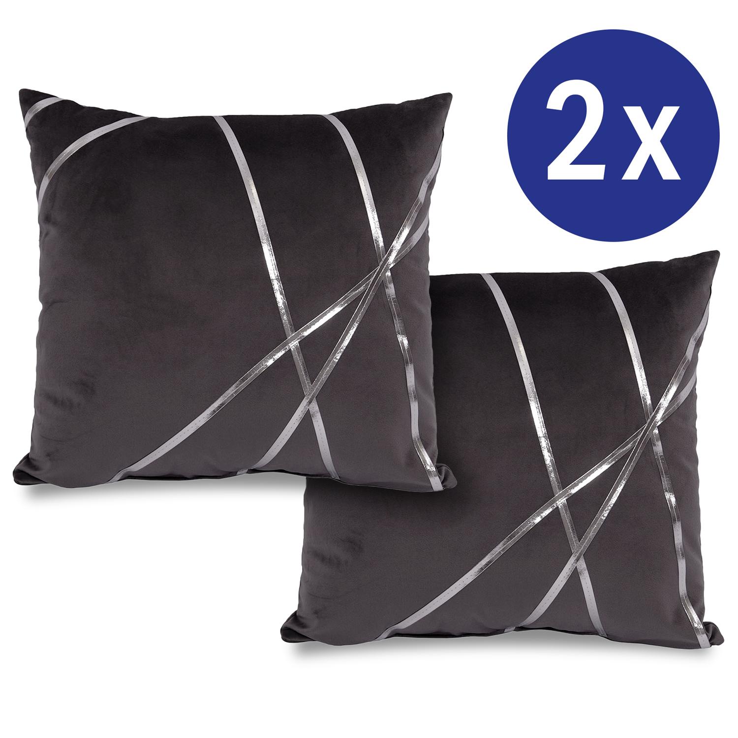 Lot de deux coussins décoratifs noir velours 45 x 45 cm