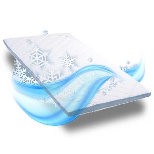 Surmatelas en mousse froide CloudComfort Cool 90 x 200 cm H2/H3, hauteur 7 cm, degré de fermeté H2/H3, surmatelas 7 zones avec face été et face hiver + oreiller CloudComfort Basic en flocons de gel 40 x 80 cm