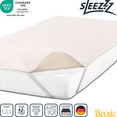 Sleezzz Basic Molton Protège-matelas 140 x 190 cm, protège-matelas 100 % coton, coloris naturel, tension fixe