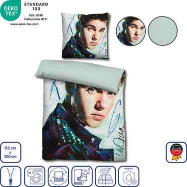 Castell microfibre linge de lit réversible Justin Bieber de Sid Maurer 155 x 220 + 80 x 80 cm