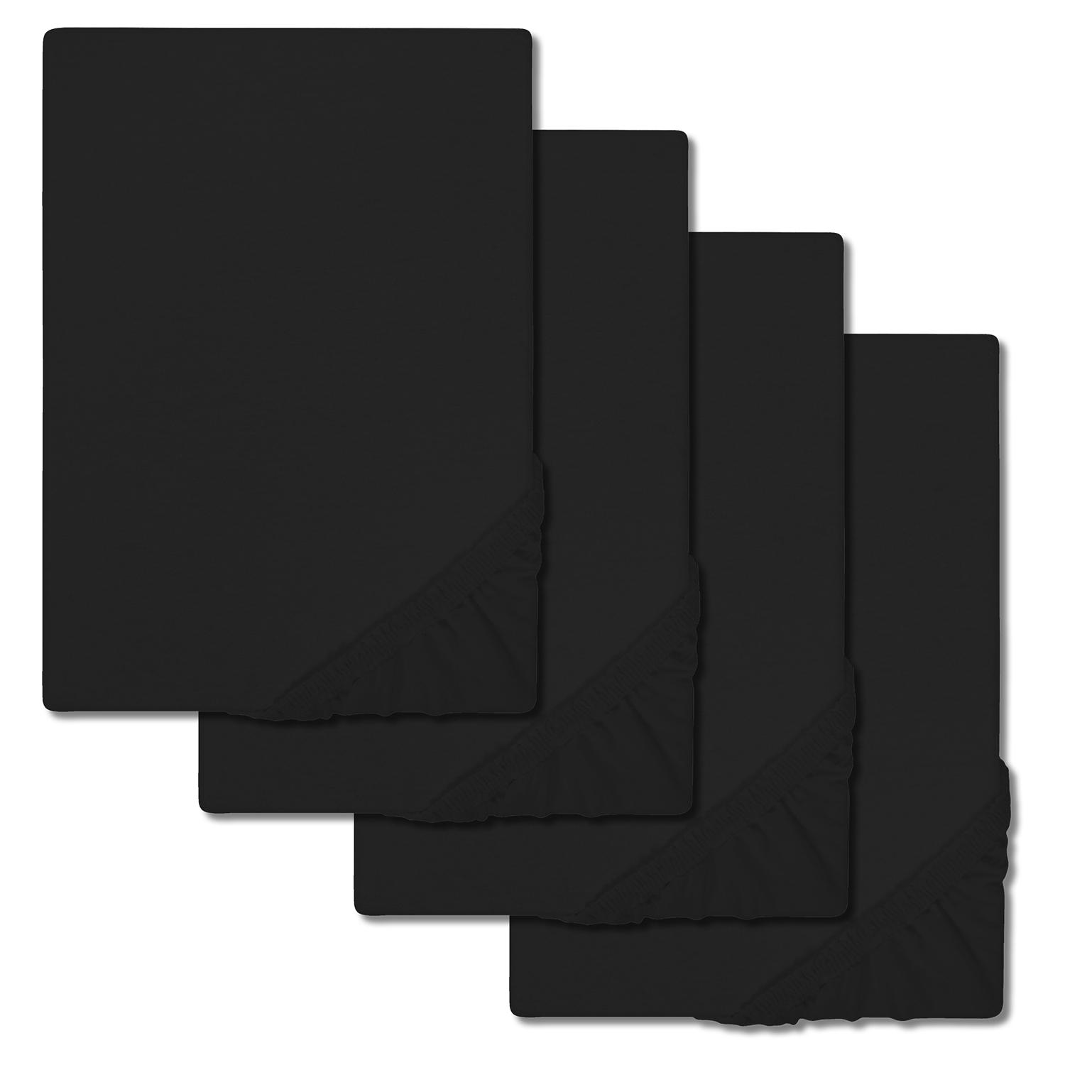 Lot de 4 draps-housses CloudComfort Basic noir 90 x 190 - 100 x 200 cm