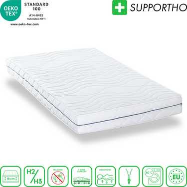 Matelas ergonomique 140x200 cm 7 zones Supportho Premium, hauteur 18 cm, degré de fermeté H2/H3