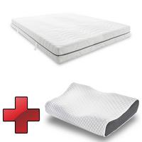 Matelas viscoélastique 7 zones Sleezzz Smart 120 x 200 cm, hauteur 18 cm, degré de fermeté H3 avec mousse à mémoire de forme Air + oreiller cervical orthopédique Sleezzz Premium effet gel 32 x 60 cm