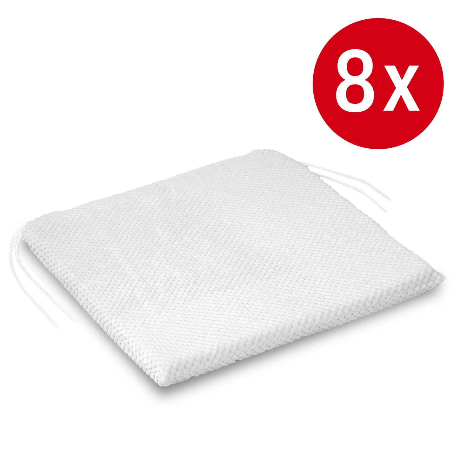 Lot de 8 coussins de chaise 37 x 37 cm blanc