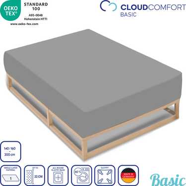 Lot économique 4 couleurs CloudComfort Basic drap-housse jersey stretch blanc/gris argenté/gris foncé/noir 140 x 190 - 160 x 200 cm (4 pièces)