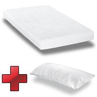 Matelas en mousse froide CloudComfort Premium 140 x 200 cm, épaisseur 15 cm, degré de fermeté H2/H3 + oreiller CloudComfort viscoélastique confort 40 x 80 cm