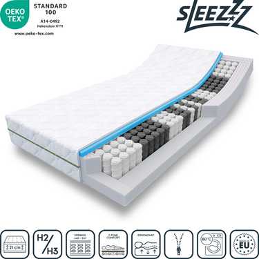 Matelas à ressorts ensachés 7 zones Sleezzz Smart 90 x 200 cm, hauteur 21 cm, degré de fermeté H2/H3