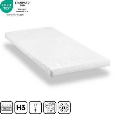 Matelas mousse confort K10 100 x 200 cm, hauteur 10 cm, degré de fermeté H3