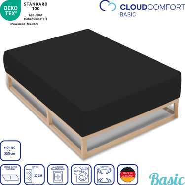 CloudComfort Basic drap-housse jersey stretch noir 140 x 190 - 160 x 200 cm