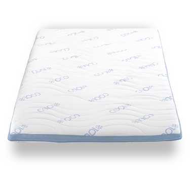 Surmatelas en mousse froide CloudComfort Cool 90 x 200 cm H2/H3, hauteur 7 cm, degré de fermeté H2/H3, surmatelas 7 zones avec face été et face hiver + oreiller CloudComfort Basic en flocons de gel 40 x 80 cm