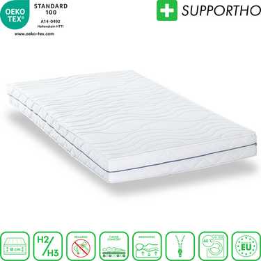 Matelas ergonomique 160x200 cm 7 zones Supportho Premium hauteur 18 cm, degré de fermeté H2/H3