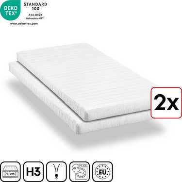 Matelas mousse confort K10 90 x 200 cm, hauteur 10 cm, degré de fermeté H3, Twin-Set