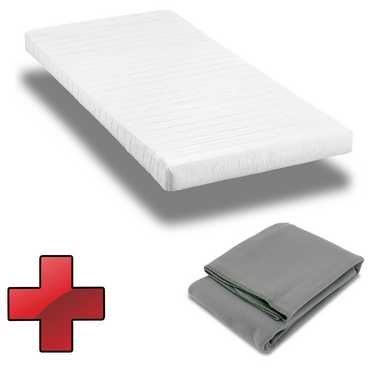 Matelas mousse confort K10 80 x 200 cm, épaisseur 10 cm, degré de fermeté H3 + couverture douillette Sleezzz® Smart 140 x 200 cm