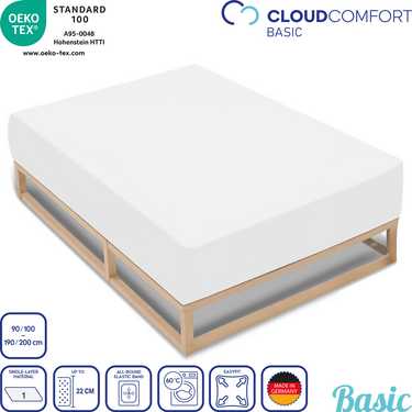 CloudComfort Basic drap-housse jersey-stretch blanc 90 x 190 - 100 x 200 cm