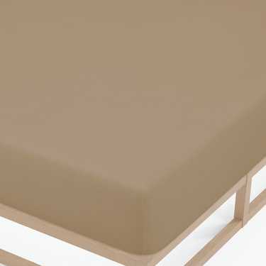 Castell Drap-housse jersey beige 90 x 190 - 100 x 200 cm pack double