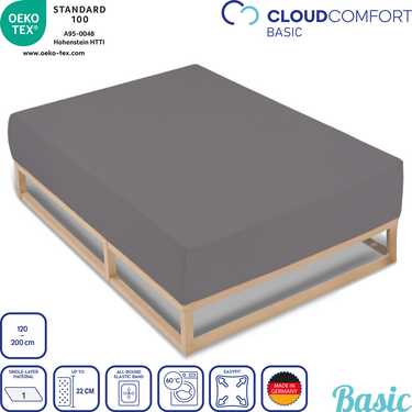 Lot économique 4 couleurs CloudComfort Basic drap-housse jersey stretch blanc/gris argenté/gris foncé/noir 120 x 200 cm (4 pièces)