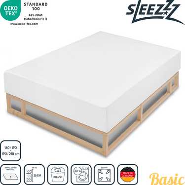 Sleezzz Basic Draps-housses en molleton stretch 160/190 - 190/210 cm en paquet de deux