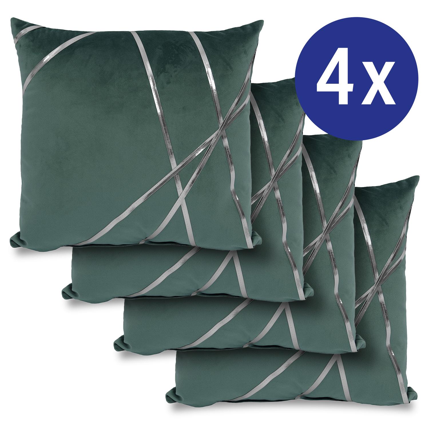 Lot de 4 coussins décoratifs vert émeraude 45 x 45 cm