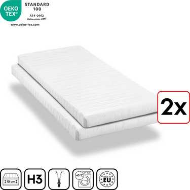 Matelas mousse confort K10 80 x 200 cm, hauteur 10 cm, degré de fermeté H3, Twin-Set