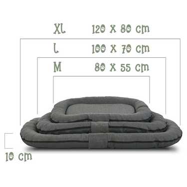 120 x 80 x 10 cm Petzzz coussin pour chien anthracite taille M