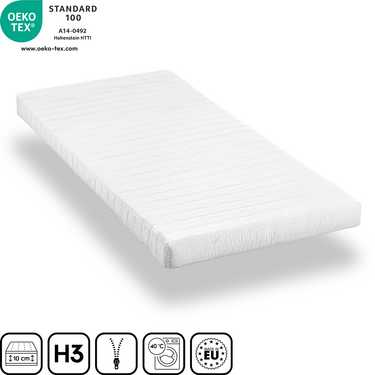 Matelas mousse confort K10 80 x 200 cm, hauteur 10 cm, degré de fermeté H3