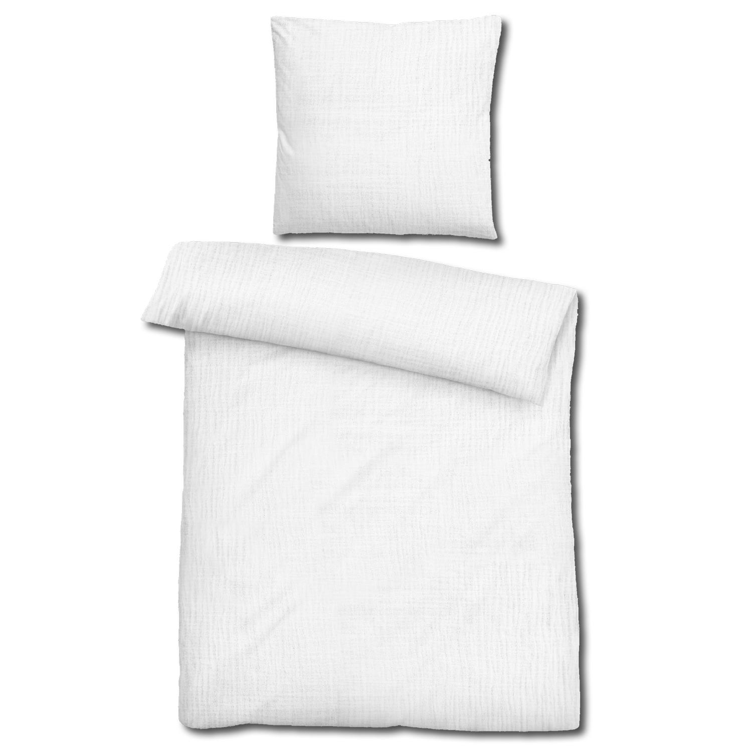 Sleezzz® linge de lit mousseline blanc 135 x 200 cm + 80 x 80 cm