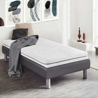 Matelas viscoélastique 7 zones Sleezzz Smart 90 x 200 cm, hauteur 18 cm, degré de fermeté H3 avec mousse à mémoire de forme Air + couverture douillette Sleezzz® Smart anthracite 140 x 200 cm