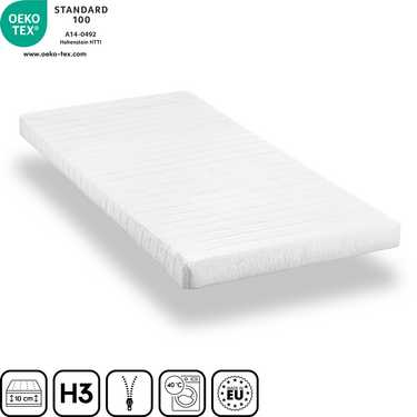 Matelas mousse confort K10 90 x 200 cm, hauteur 10 cm, degré de fermeté H3