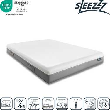 Matelas viscoélastique Sleezzz Premium 160 x 200 cm, hauteur 20 cm, degré de fermeté H2/H3, avec poignées réversibles