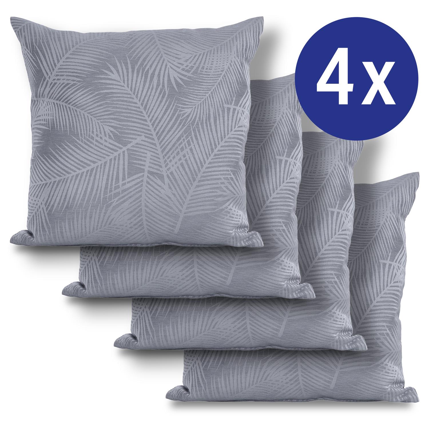 Lot de 4 housses de coussin gris jungle 50 x 50 cm