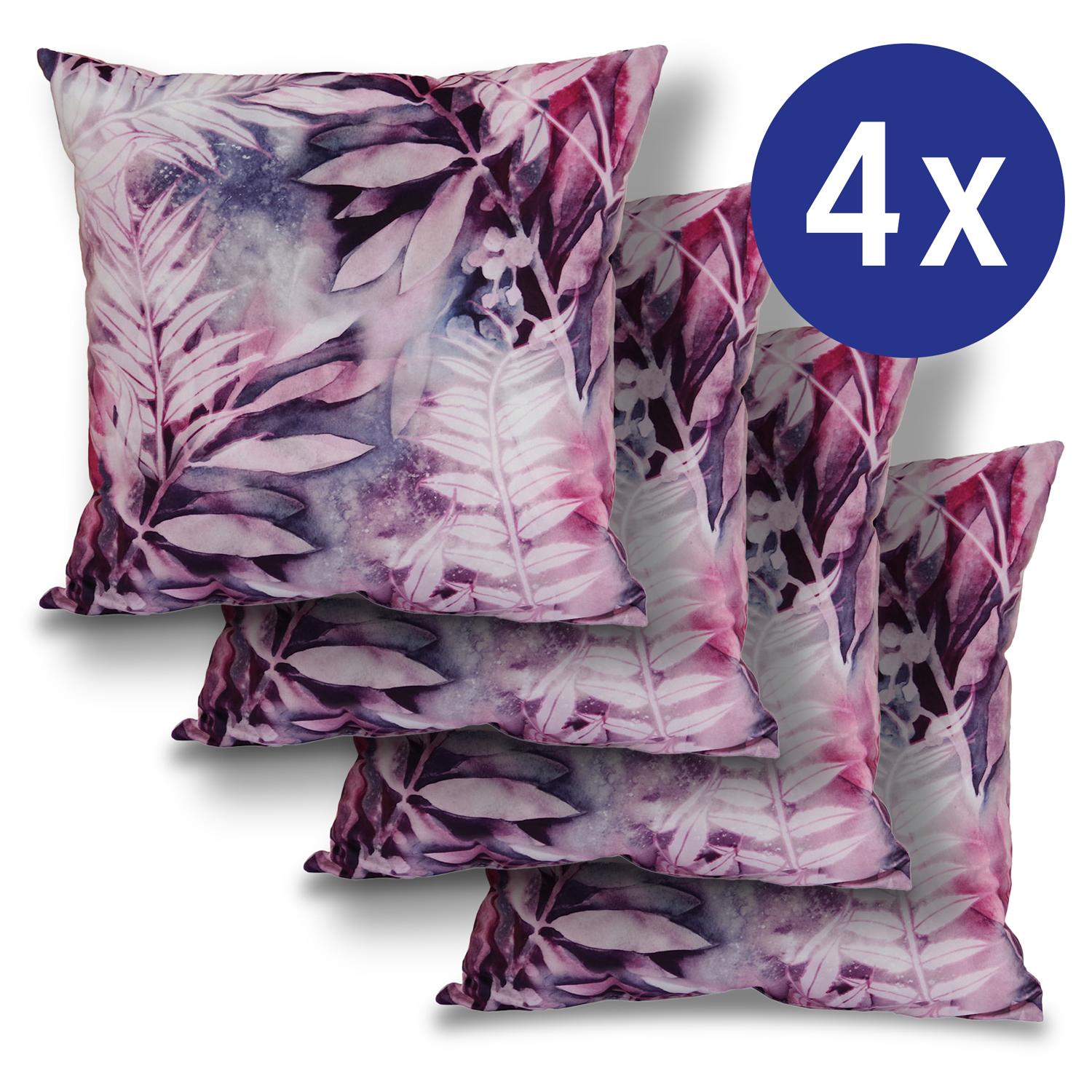 Lot de 4 taies d'oreiller roses jungle 50 x 50 cm