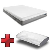 Matelas viscoélastique Sleezzz Premium 140 x 200 cm, hauteur 20 cm, degré de fermeté H2/H3, avec poignées réversibles + oreiller Sleezzz® Cool Effet rafraîchissant