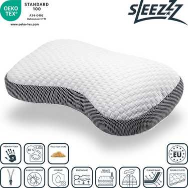 Sleezzz Premium Viskoelastik Contour Oreiller Papillon 36 x 60 cm avec housse en double tissu agréable pour la peau