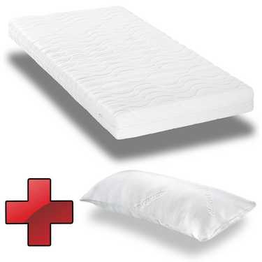 Matelas en mousse froide CloudComfort Premium 90 x 200 cm, hauteur 15 cm, degré de fermeté H2/H3 + oreiller CloudComfort viscoélastique confort 40 x 80 cm