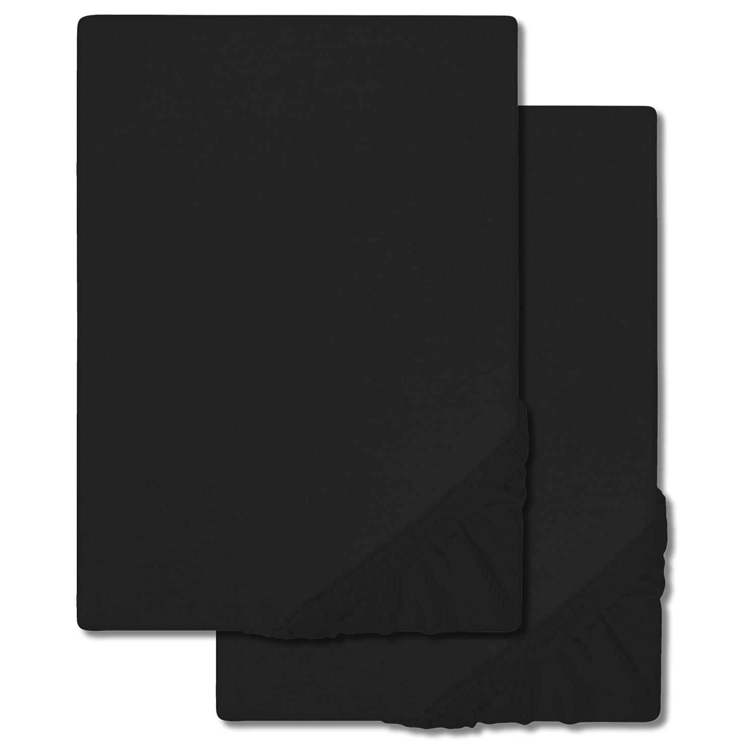 Lot de deux draps-housses CloudComfort Basic noir 120 x 200 cm