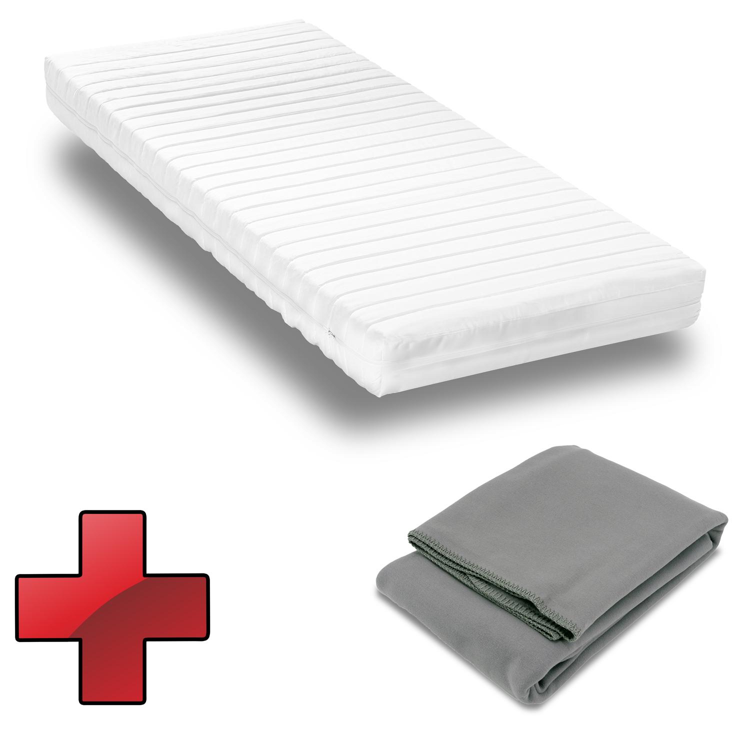 Matelas en mousse froide K16 / 80 x 200 cm / H2 + H3 / 16 cm d'épaisseur + couverture douillette Sleezzz® Smart 140 x 200 cm