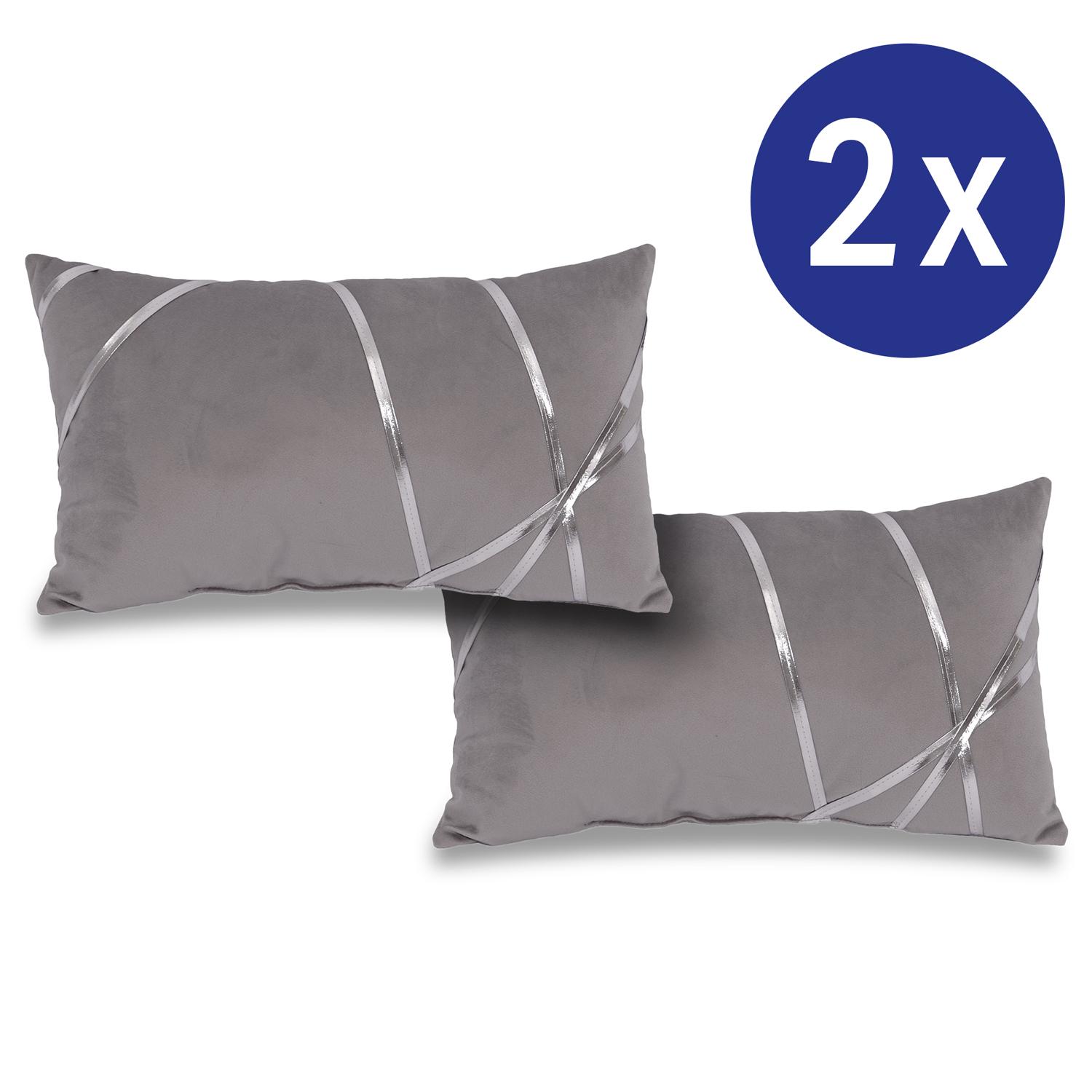 Lot de deux coussins décoratifs argent lunaire 30 x 50 cm