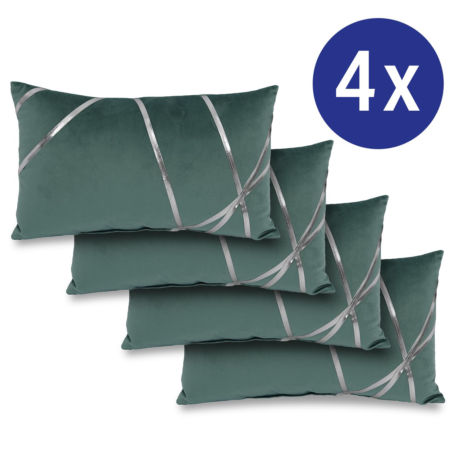 Lot de 4 coussins décoratifs vert émeraude 30 x 50 cm