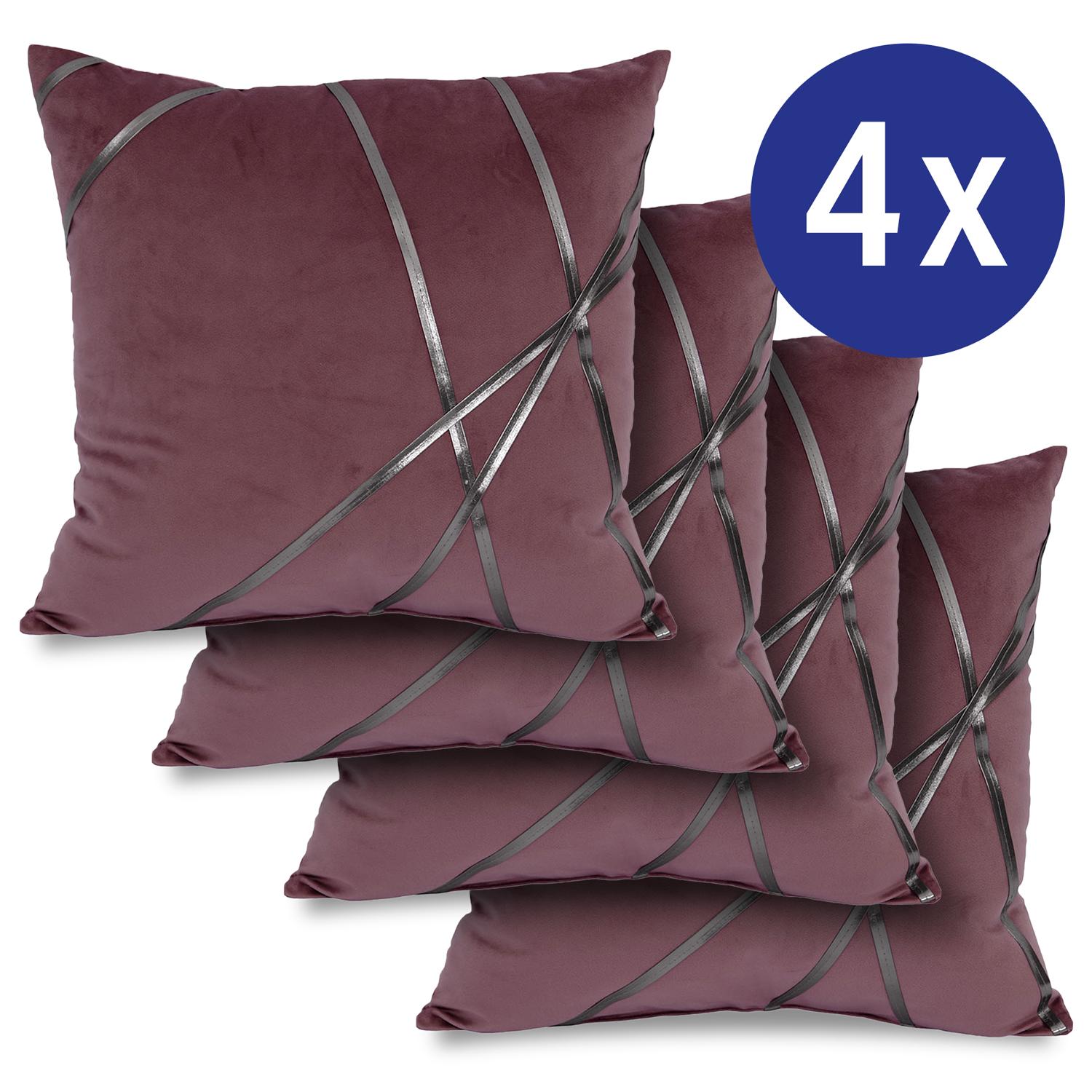 Lot de 4 coussins décoratifs rouge rubis 45 x 45 cm