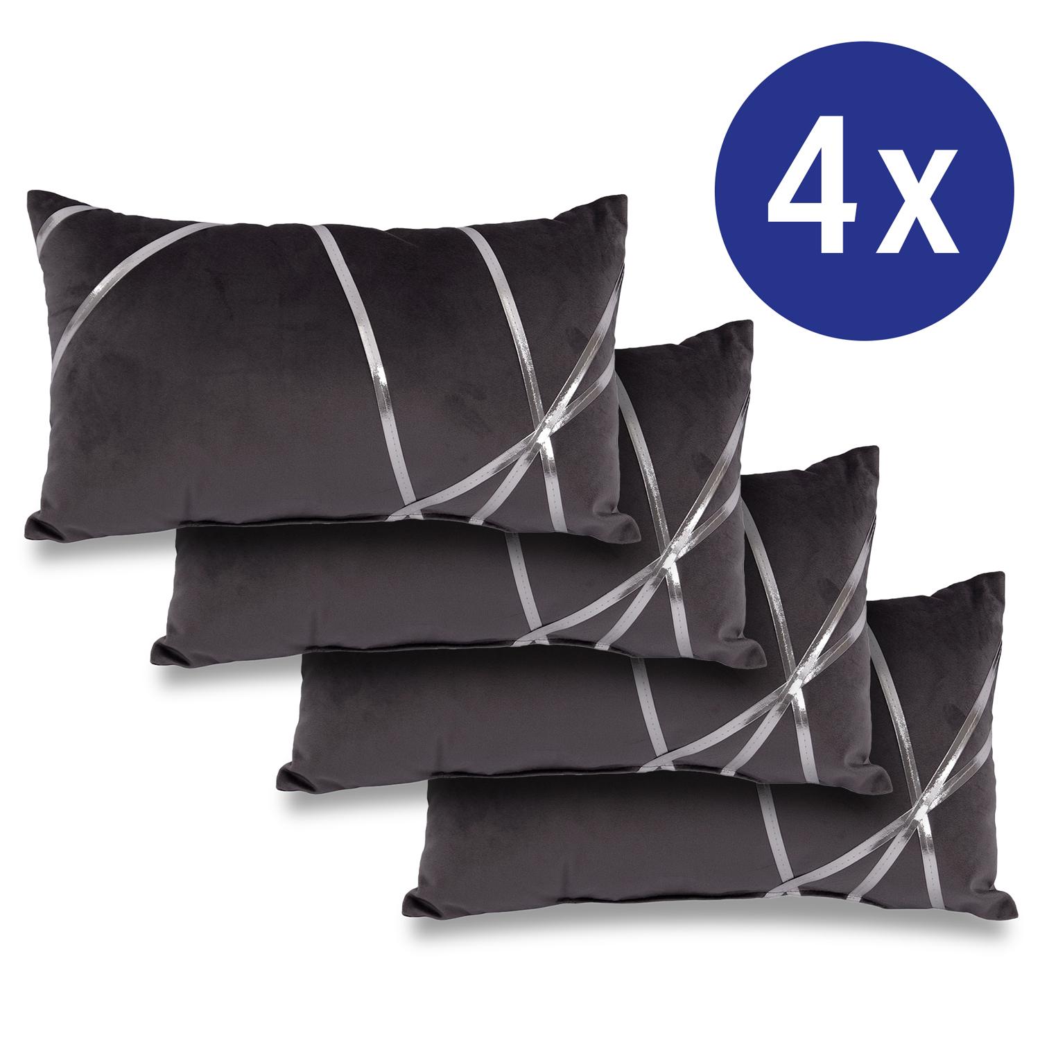 Lot de 4 coussins décoratifs noir velours 30 x 50 cm