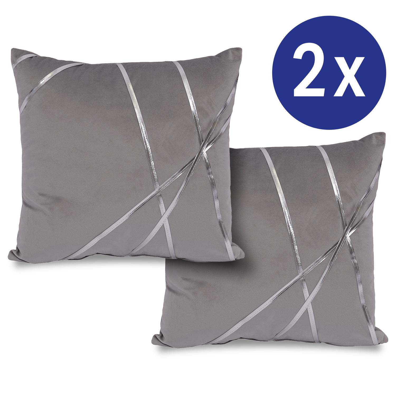 Lot de deux coussins décoratifs argent lunaire 45 x 45 cm