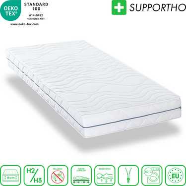 Matelas ergonomique 90x200 cm 7 zones Supportho Premium, hauteur 18 cm, degré de fermeté H2/H3