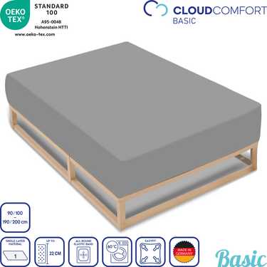 Lot économique 4 couleurs CloudComfort Basic drap-housse jersey stretch blanc/gris argenté/gris foncé/noir 90 x 190 - 100 x 200 cm (4 pièces)