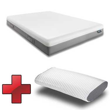 Matelas viscoélastique Sleezzz Premium 140 x 200 cm, hauteur 20 cm, degré de fermeté H2/H3, avec poignées réversibles + oreiller Sleezzz® Cool Effet rafraîchissant